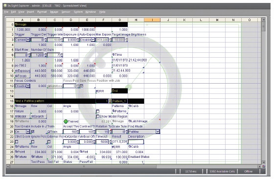 Systemy wizyjne serii In-Sight 7000 Gen.2 0 Spreadsheet